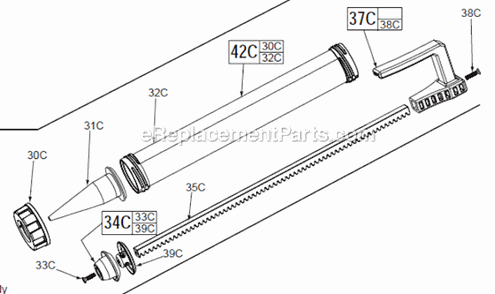 Page B Diagram and Parts List for  Milwaukee Caulking Gun