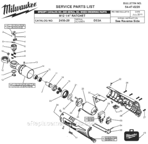 Part Location Diagram of 23-66-3020 Milwaukee Switch Assembly