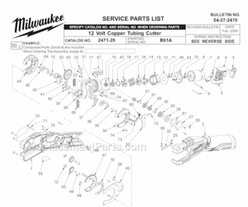 Page A Diagram and Parts List for SER B61A Milwaukee Pipe Tools