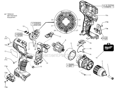 Page A Diagram and Parts List for  Milwaukee Cordless Drill