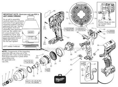 Part Location Diagram of 31-44-2657 Milwaukee Handle Assembly - Two Speed