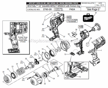 Page A Diagram and Parts List for F42A Milwaukee Impact Driver