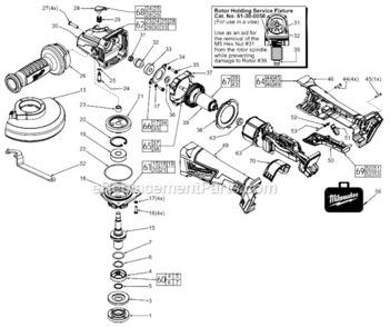 Page A Diagram and Parts List for  Milwaukee Angle Grinder