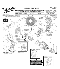 Fig-0 Diagram and Parts List for B54B Milwaukee Cordless Drill