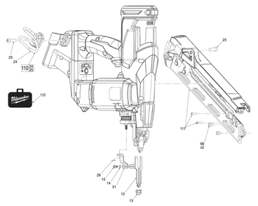 Fig-0 Diagram and Parts List for M03A Milwaukee Nailer
