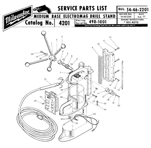 Fig-0 Diagram and Parts List for (2)(498-1001) Milwaukee Drill Press