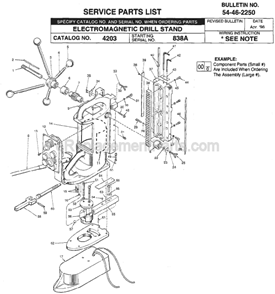 Page A Diagram and Parts List for SER 838A Milwaukee Drill Press