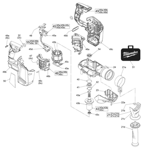 Fig-1 Diagram and Parts List for G89A Milwaukee Hammer Drill
