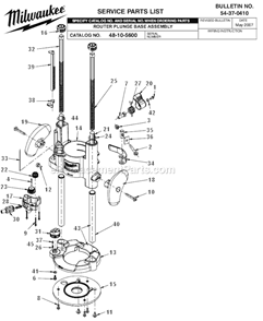 Part Location Diagram of 44-72-0100 Milwaukee Depth Pointer