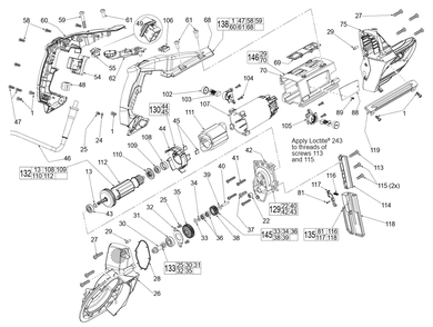 Fig-0 Diagram and Parts List for D51D Milwaukee Saw