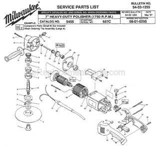 Page A Diagram and Parts List for SER 657C Milwaukee Sander Polisher