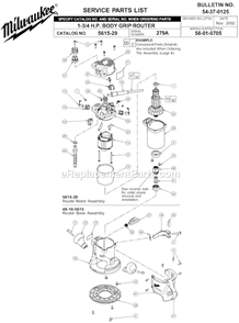 Part Location Diagram of 23-66-2276 Milwaukee Switch Assy