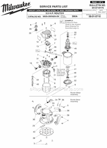 Part Location Diagram of 22-22-1030 Milwaukee Brush Tube Assembly