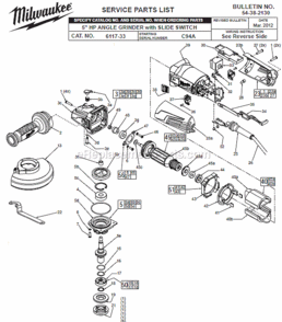 Part Location Diagram of 16-10-0845 Milwaukee Armature Assembly