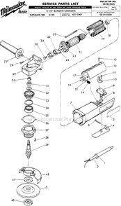 Page A Diagram and Parts List for SER 627-1001 Milwaukee Sander Polisher