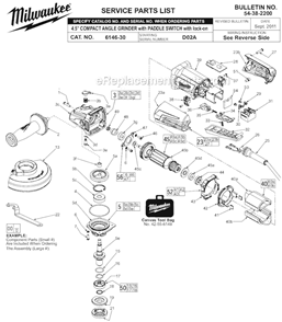 Part Location Diagram of 42-62-0120 Milwaukee Side Handle Assembly