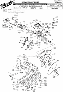 Page A Diagram and Parts List for SER 968C Milwaukee Chop Saw