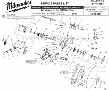 Part Location Diagram of 31-44-0036 Milwaukee Chop Saw Handle - Left Half