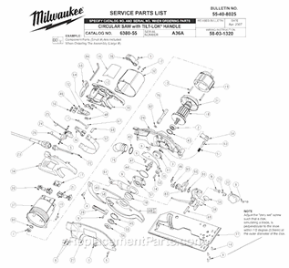 Part Location Diagram of 31-52-0025 Milwaukee Lever Lower Guard