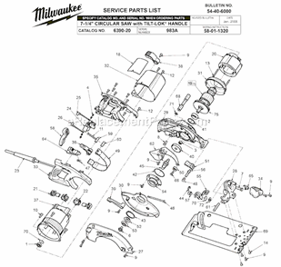Page A Diagram and Parts List for SER 983A Milwaukee