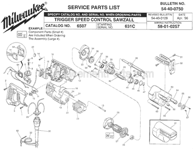 Page A Diagram and Parts List for SER 631C Milwaukee