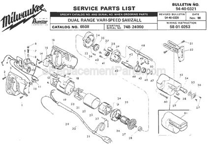 Page A Diagram and Parts List for SER 748-24000 Milwaukee