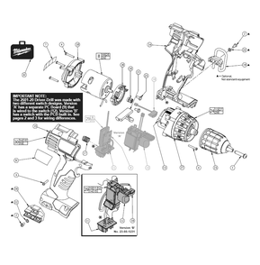Fig-0 Diagram and Parts List for  Milwaukee Cordless Drill