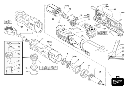 Fig-0 Diagram and Parts List for J20A Milwaukee Cordless Drill