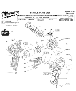 Fig-0 Diagram and Parts List for F76A Milwaukee Sander Polisher