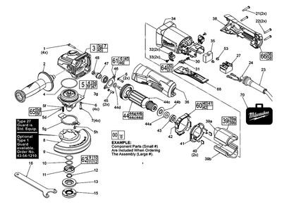 Fig-0 Diagram and Parts List for H38C Milwaukee Angle Grinder