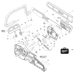 Fig-0 Diagram and Parts List for J36A Milwaukee Chainsaw