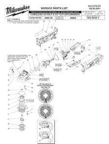 Fig-0 Diagram and Parts List for B96B Milwaukee Angle Grinder
