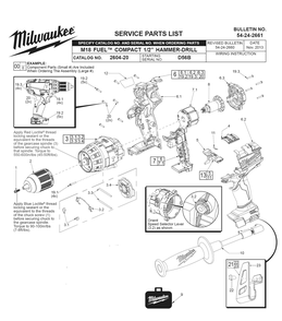 Fig-0 Diagram and Parts List for D56B Milwaukee Cordless Drill