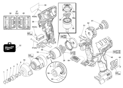 Fig-0 Diagram and Parts List for H16B Milwaukee Impact Driver
