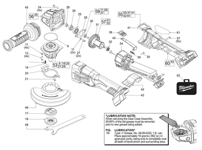 Fig-0 Diagram and Parts List for L65A Milwaukee Angle Grinder