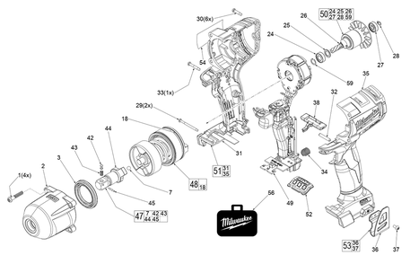 Fig-0 Diagram and Parts List for H61A Milwaukee Impact Driver