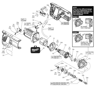 Part Location Diagram of 36-92-0010 Milwaukee Reduction Gear Assembly