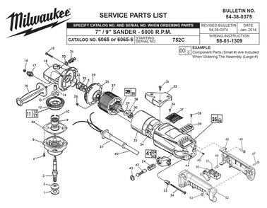 Fig-0 Diagram and Parts List for 752C Milwaukee Sander Polisher