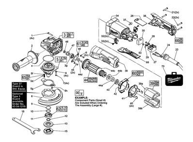 Fig-0 Diagram and Parts List for H41B Milwaukee Angle Grinder