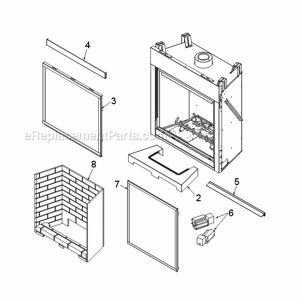 Bldv300 Firebox Diagram and Parts List for BLDV7 Series Monessen Fireplace & Insert