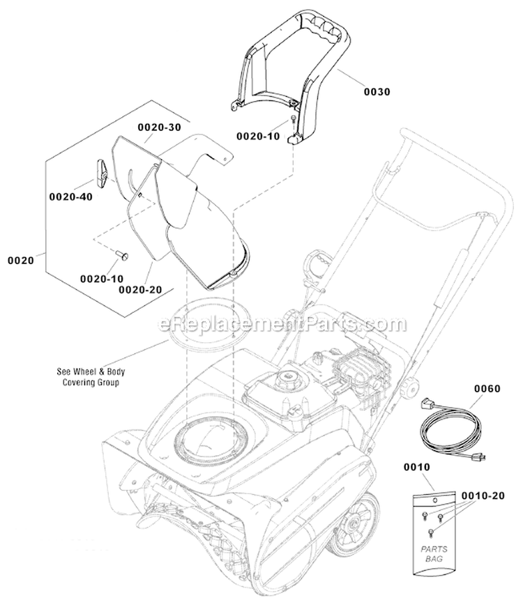 Chute_Group_-_Manual Diagram and Parts List for  Murray Snow Blower