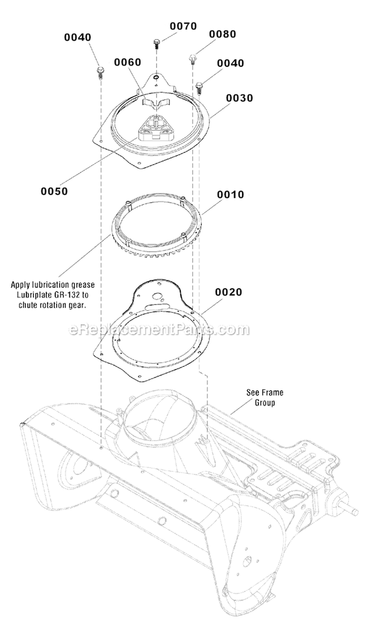 Chute_Rotation_Group Diagram and Parts List for  Murray Snow Blower