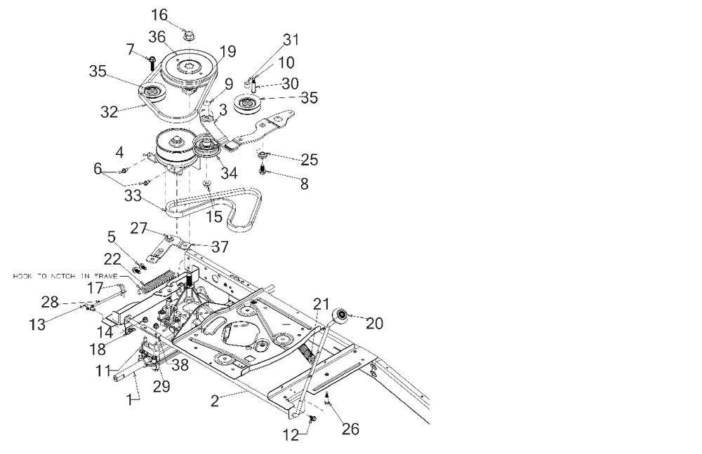 Drive Diagram and Parts List for 2020 Murray Lawn Tractor
