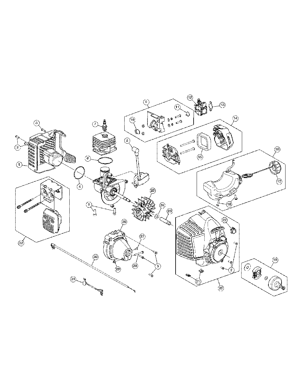 Engine Assembly Diagram and Parts List for 41CDZ03C758 Murray Trimmer