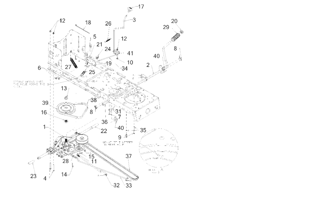 Drive Diagram and Parts List for (13BC77LF058)(2018) Murray Lawn Tractor