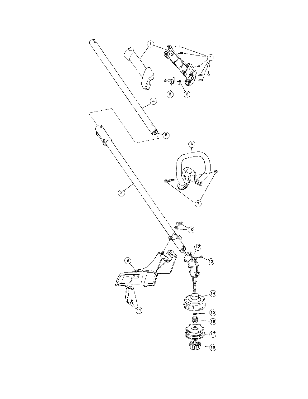 General Assembly Diagram and Parts List for 41CDZ03C758 Murray Trimmer