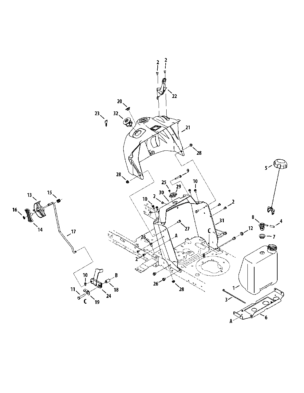 Dash Diagram and Parts List for 2014 Murray Lawn Tractor