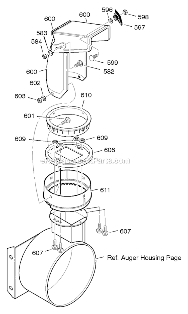 Discharge_Chute Diagram and Parts List for  Murray Snow Blower