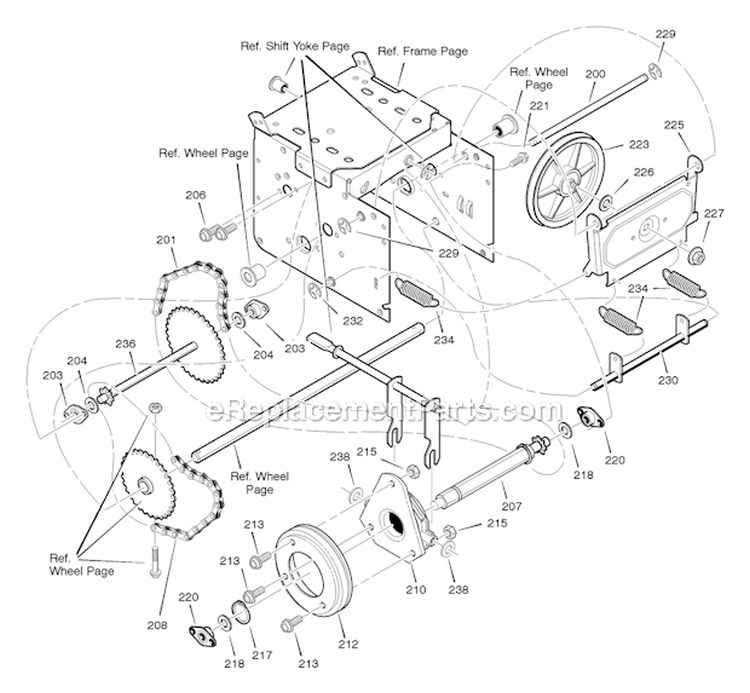 Drive Diagram and Parts List for  Murray Snow Blower