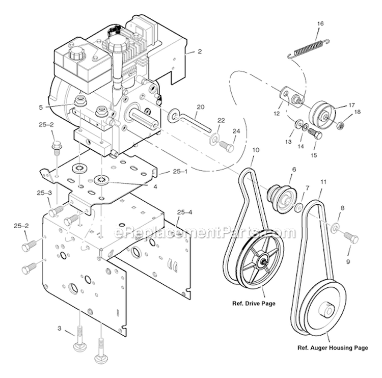 Engine Diagram and Parts List for  Murray Snow Blower